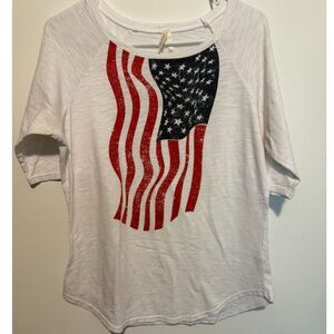 Roper Patriotic American Flag Burned Tee Shirt Size XL